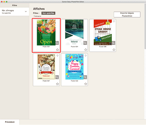 figure&nbsp;: Écran Affiches