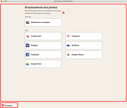 figure : Écran Emplacements des photos