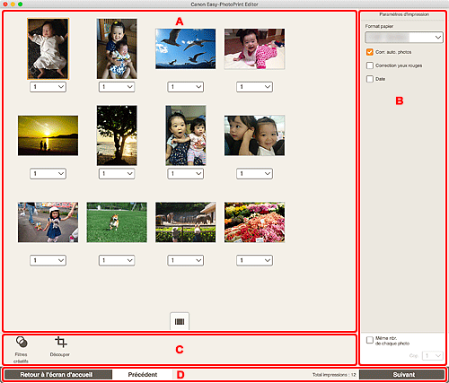 figure&nbsp;: Écran Paramètres d'impression