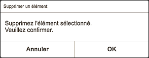figure&nbsp;: Écran Supprimer un élément