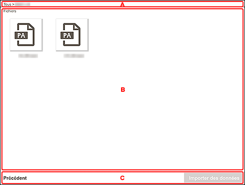 figure : Écran de sélection de données