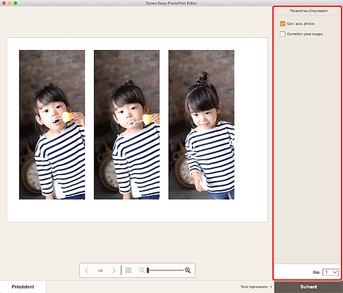 figure&nbsp;: Écran Paramètres d'impression