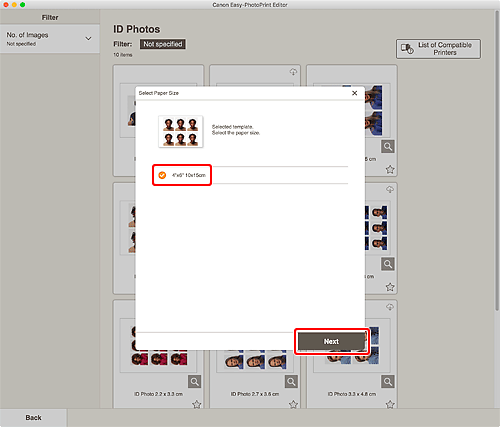 afbeelding: venster Papierformaat selecteren