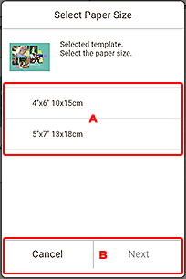 figure: Select Paper Size screen