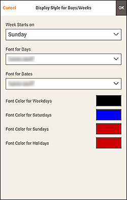 figure: Display Style for Days/Weeks screen