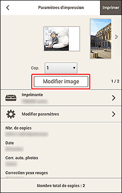 figure&nbsp;: Écran Paramètres d'impression