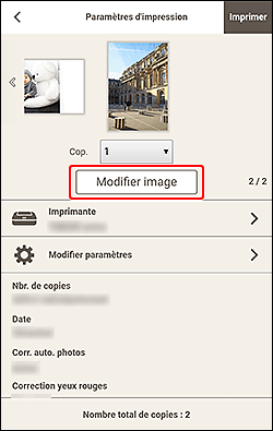 figure&nbsp;: Écran Paramètres d'impression