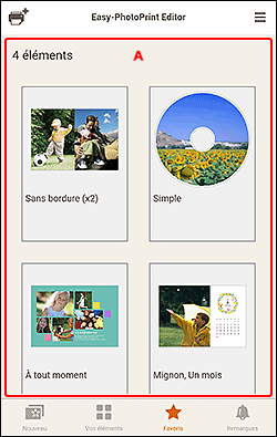 figure&nbsp;: Écran Favoris