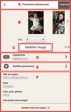 figure&nbsp;: Écran Paramètres d'impression