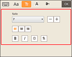 figure&nbsp;: Palette des décorations de texte