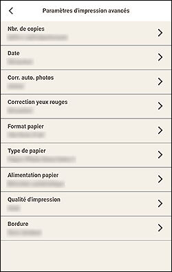 figure&nbsp;: Écran Paramètres d'impression avancés