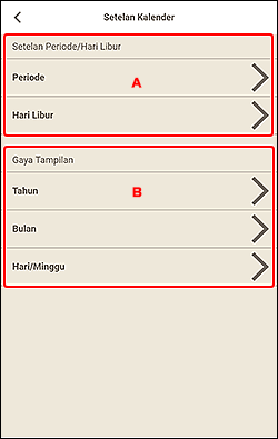 gambar: Layar Setelan Kalender