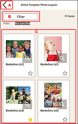 afbeelding: Sjabloonselectiescherm