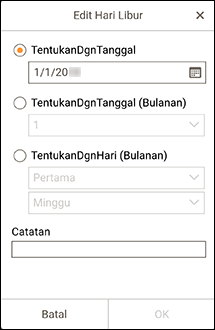 gambar: Layar Edit Hari Libur
