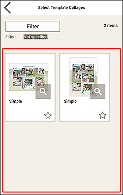 figure: Select template screen