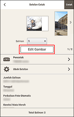 gambar: Layar Setelan Cetak