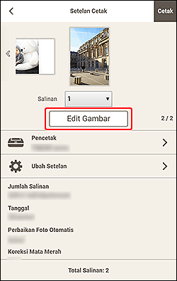 gambar: Layar Setelan Cetak