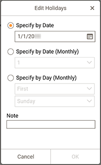 figur: Skärmen Redigera semesterdagar