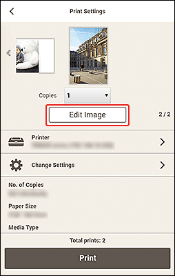 figure: Print Settings screen