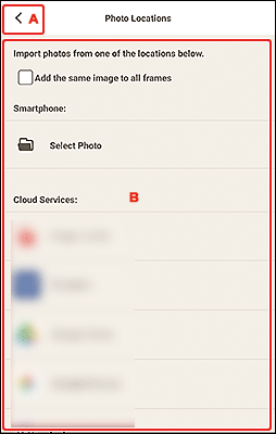 Imagen: pantalla Ubicaciones de fotos