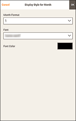 figure: Display Style for Month screen