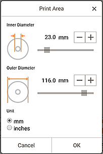 figure: Print Area screen