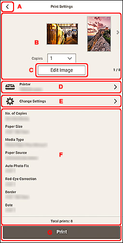 figure: Print Settings screen