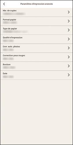 figure : Écran Paramètres d'impression avancés
