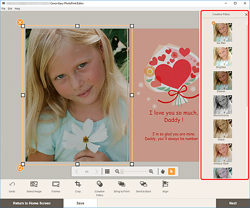 obrázek: obrazovka Kreativní filtry