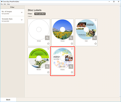 figure: Disc Labels screen