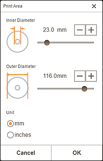 figure: Print Area screen