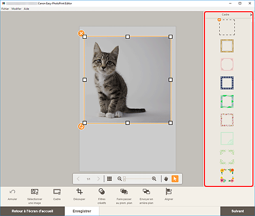 figure : Écran Cadres