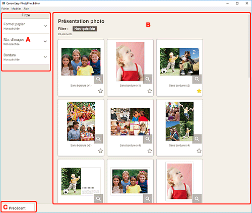 figure&nbsp;: Écran Sélection du modèle