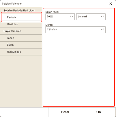 gambar: Layar Periode Kalender