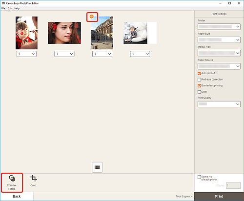 figure: Print Settings screen