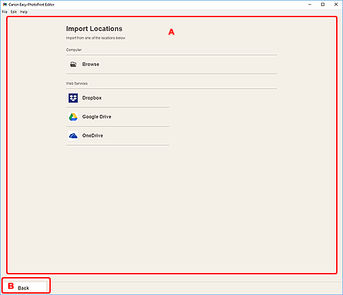 figure: Import Locations screen