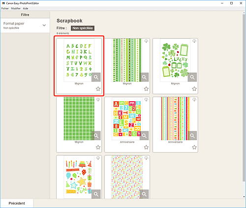 figure : Écran Scrapbook