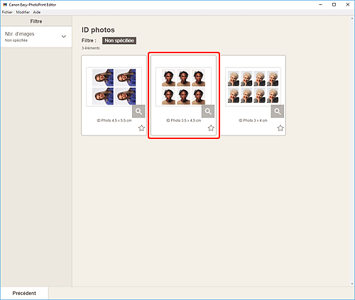 figure : Écran ID photos