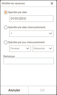 figure : Écran Modifier les vacances