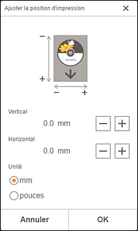 figure : Écran Ajuster la position d'impression