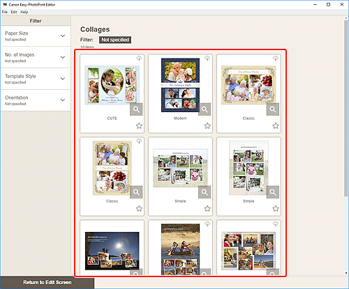 obrázek: Obrazovka Zvolit šablonu