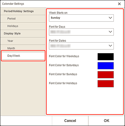 obrázek: obrazovka Styl zobrazení pro dny/týdny