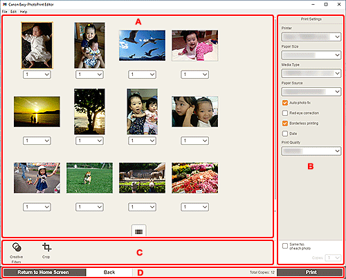 obrázek: obrazovka Nastavení tisku