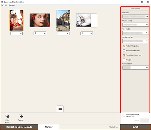 gambar: Layar Setelan Cetak