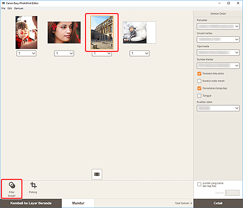 gambar: Layar Setelan Cetak