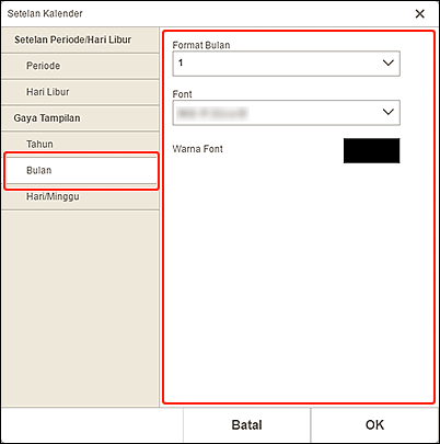 gambar: Layar Gaya Tampilan untuk Bulan