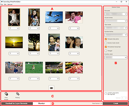 gambar: Layar Setelan Cetak