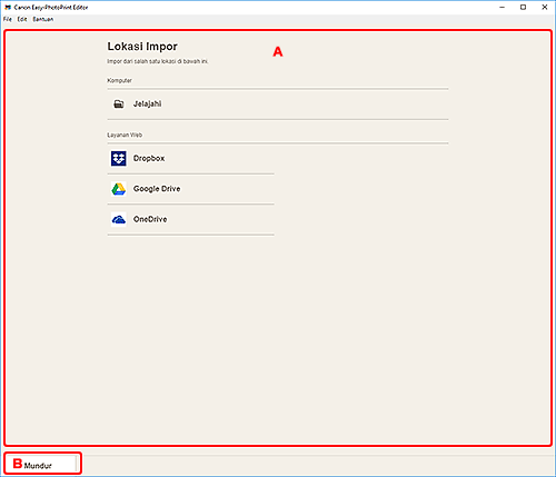 gambar: Layar Lokasi Impor