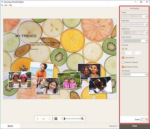 obrázek: obrazovka Nastavení tisku