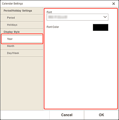 figure: Display Style for Year screen